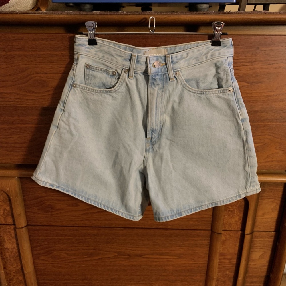 Everlane A-Line Denim Short in powder blue